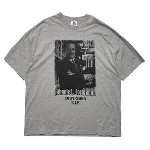 Y2K 00's Johnnie Cochran Memorial Short Sleeve T-Shirt Gray 3XL